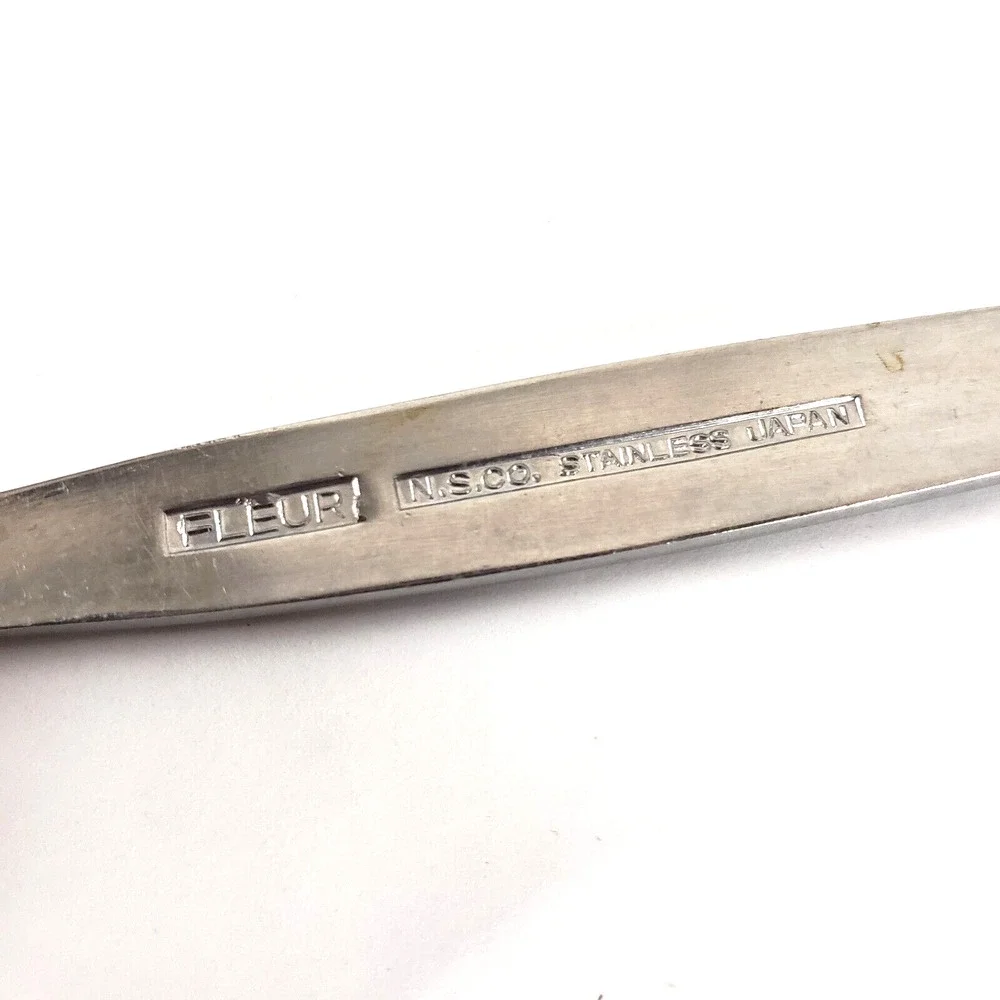 Vtg Japan National Silver Co Stainless Ice Tea Spoon Fleur Slotted Replacement
